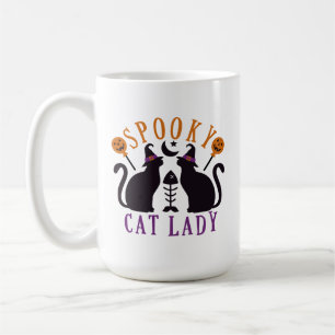 Taza De Café Halloween de gatos espeluznantes de la dama negra 