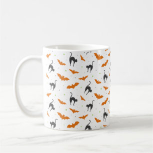 Taza De Café Halloween de gatos y murciélagos