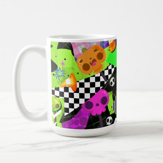 Taza De Café Halloween de gelatina artística brillante y audaz (Izquierda)