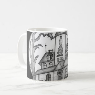 Taza De Café Halloween de Haunted House y Bats