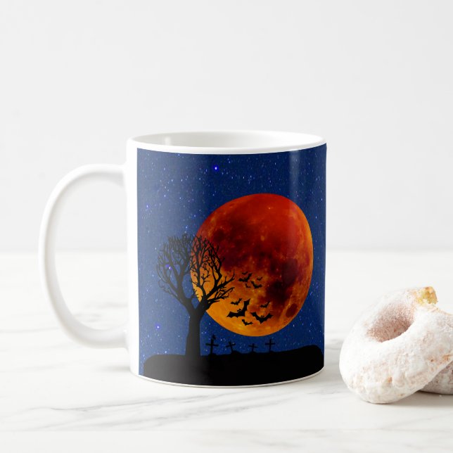 Taza De Café Halloween de la luna de cosecha (Con donut)