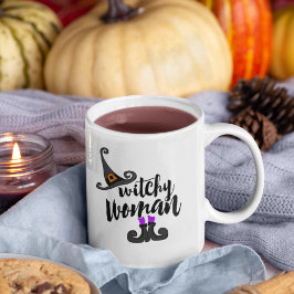 Taza De Café Halloween de la mujer de la brujería caprichosa