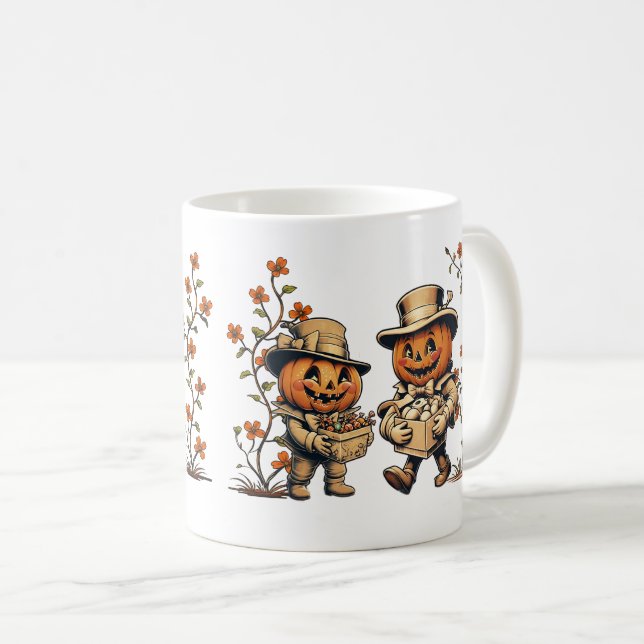 Taza De Café Halloween de la Pareja de Calabaza Hablada (Anverso derecho)
