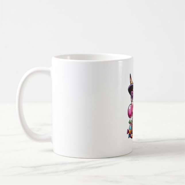 Taza De Café Halloween de la vaca de la altiplanicie arcoiris (Izquierda)