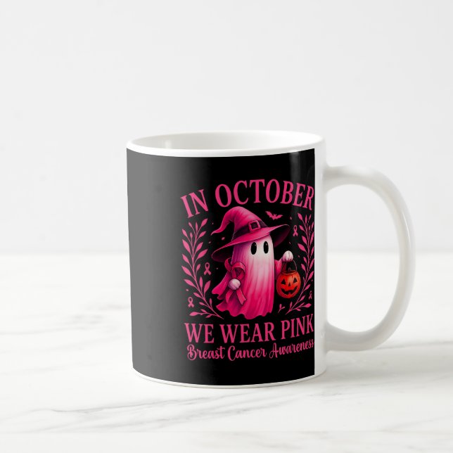 Taza De Café Halloween De Mujeres Con Cáncer De Mama En Octubre (Derecha)