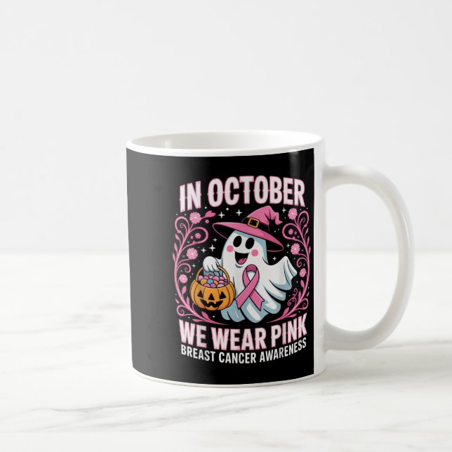 Taza De Café Halloween De Mujeres Con Cáncer De Mama En Octubre (Derecha)