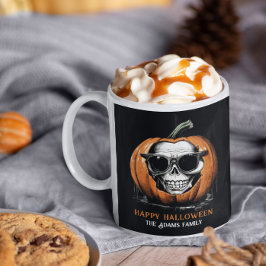 Taza De Café Halloween del cráneo deslumbrante de Jack O' Lante