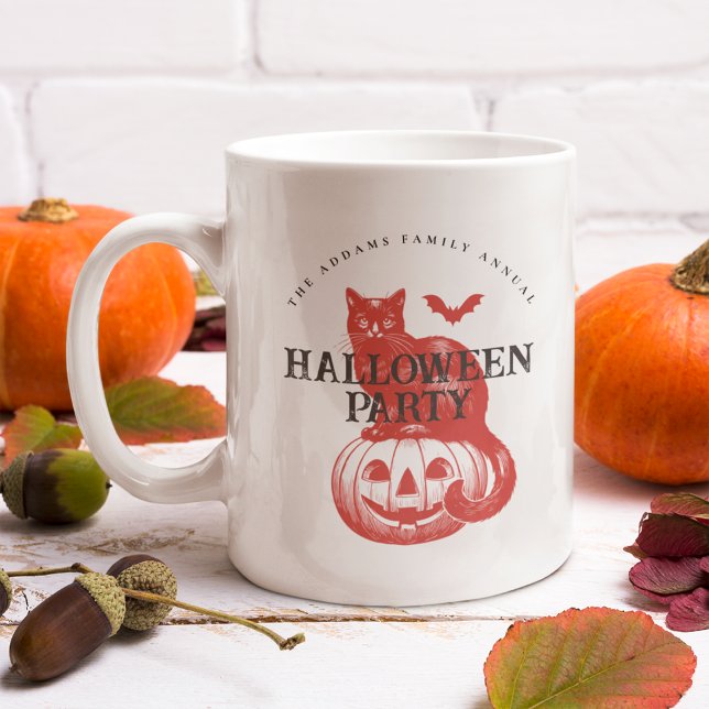 Taza De Café Halloween del gato y el murciélago de la calabaza  (Subido por el creador)