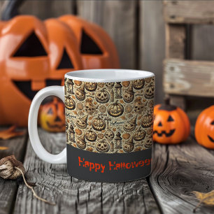Taza De Café Halloween desea naranja gris elegante