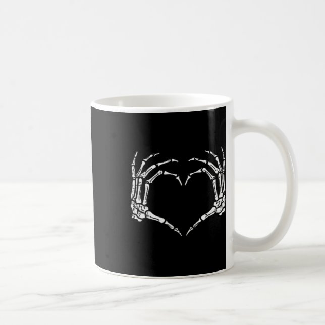 Taza De Café Halloween Disstume Skeleton Manos Rótulo Corazón H (Derecha)