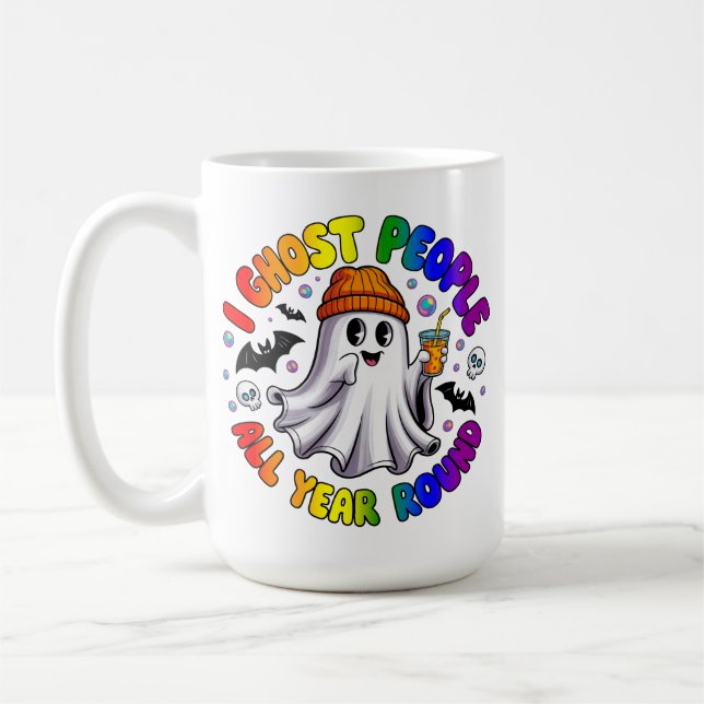 Taza De Café Halloween divertida del arco iris LGBTQ - Ghost Pe (Izquierda)