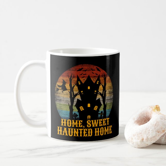 Taza De Café Halloween divertido de la CASA CASADA (Con donut)