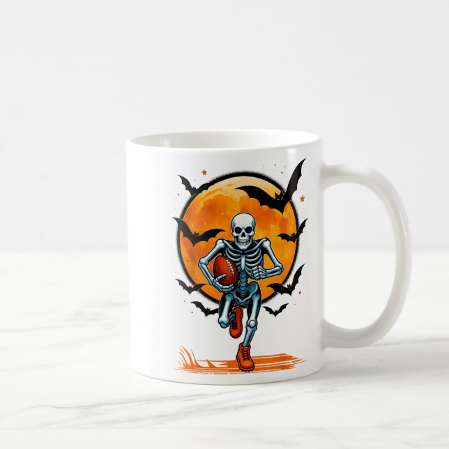 Taza De Café Halloween, divertido jugador de esqueleto de fútbo (Derecha)