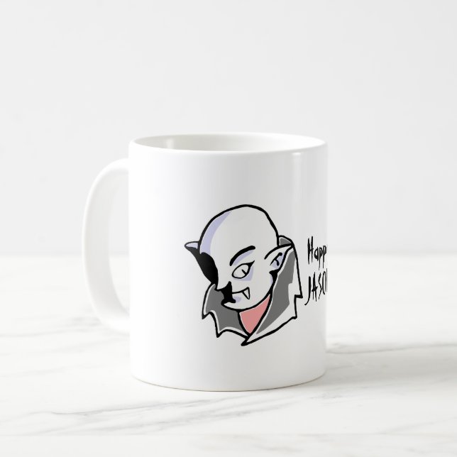 Taza De Café Halloween Drácula dibujado a mano (Anverso izquierdo)
