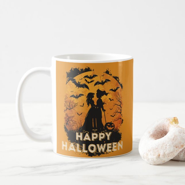 Taza De Café Halloween-Duo im Mondlicht (Con donut)