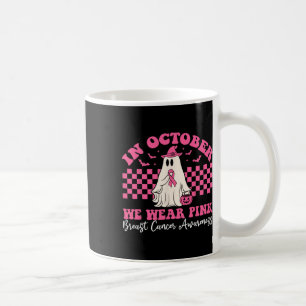 Taza De Café Halloween En Octubre Usamos Cáncer De Mama Rosa