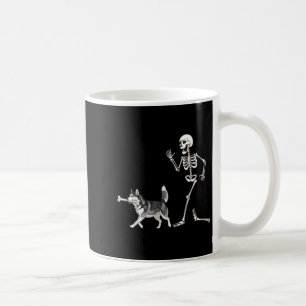 Taza De Café Halloween es gracioso, Siberian Husky Y Skeleton