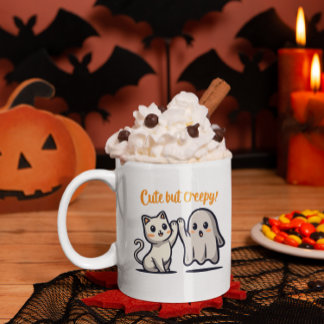 Taza De Café Halloween es lindo pero espeluznante fantasma y ta