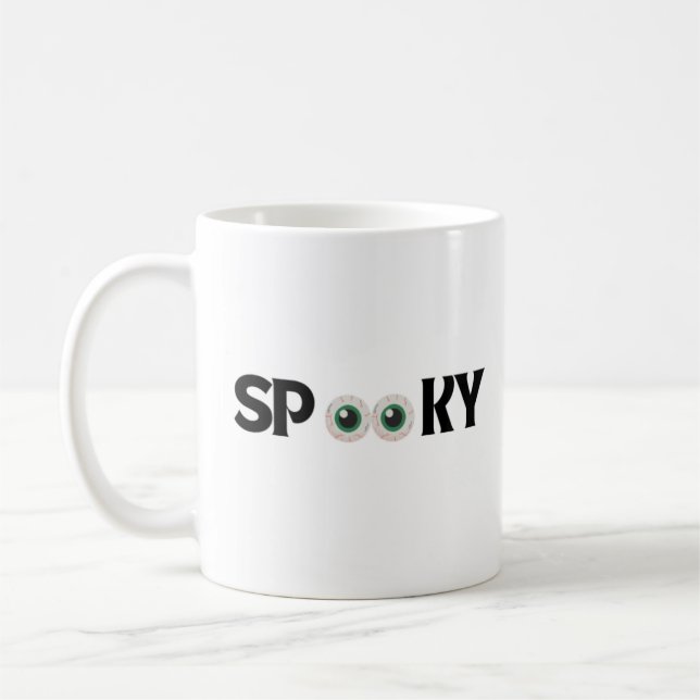 Taza De Café Halloween espeluznante ojo de miedo simple lindo (Izquierda)