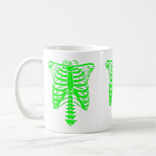 Taza De Café halloween Esqueleto Rib Ácido enjaulado verde
