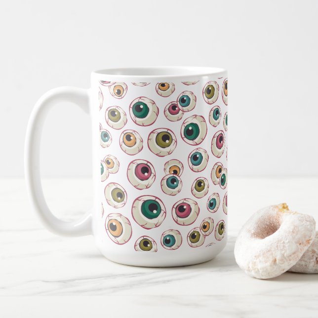 Taza De Café Halloween Eyeballs (Con donut)