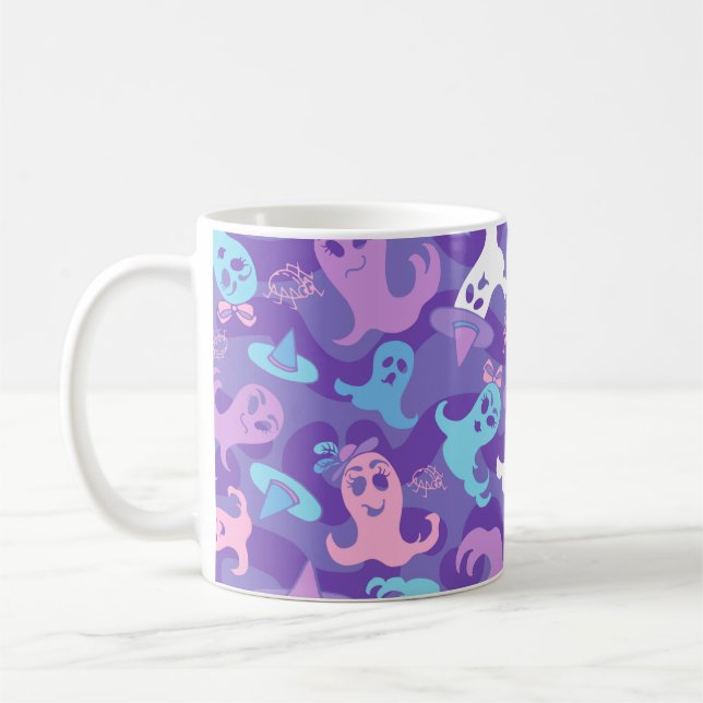 Taza De Café Halloween Fantasma Purple Mug Cup (Izquierda)
