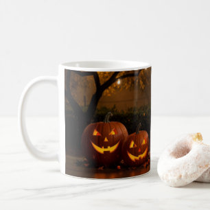 Taza De Café Halloween feliz, calabazas esculpidas