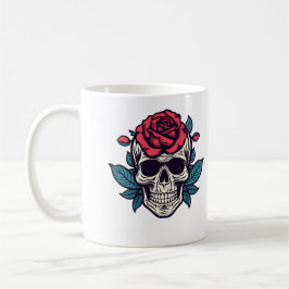 Taza De Café Halloween Floral Skull Roses Custom Name Tasse