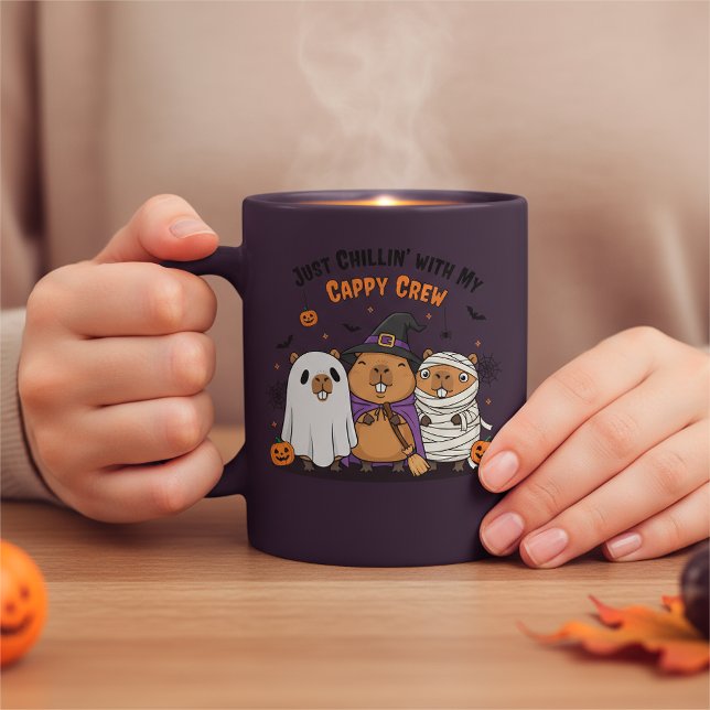 Taza De Café Halloween Funny Cappy Crew Design con tus nombres (Subido por el creador)