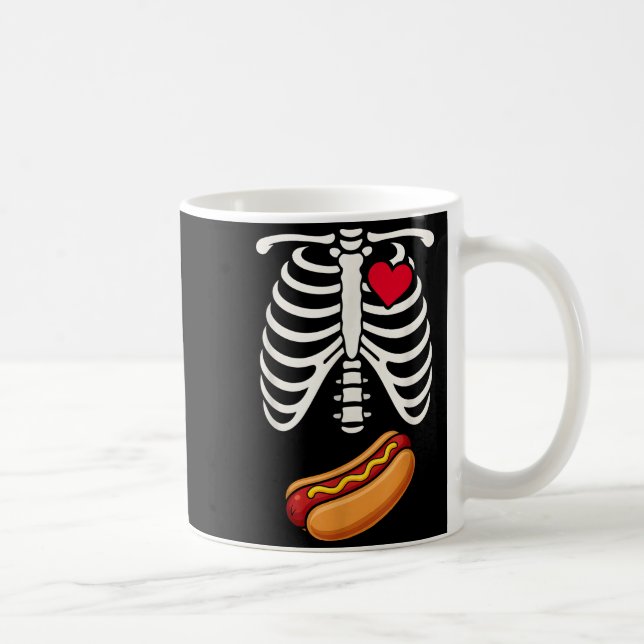 Taza De Café Halloween Funny Skeleton Ribcage Hotdog Food Lover (Derecha)