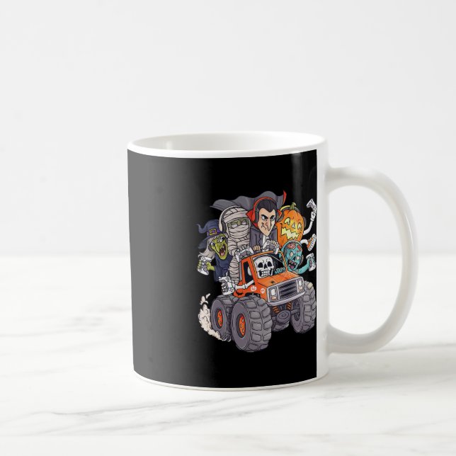 Taza De Café Halloween Gamer Skeleton Zombie Monster Camión Boy (Derecha)