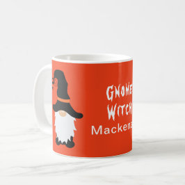 Taza De Café Halloween Gnome Witch White Hair Bebe Añadir nombr