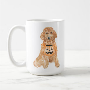 Taza De Café Halloween Goldendoodle Calabaza o tratamiento