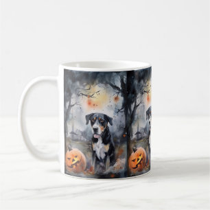 Taza De Café Halloween Greater Swiss Con Calabazas Espeluznante