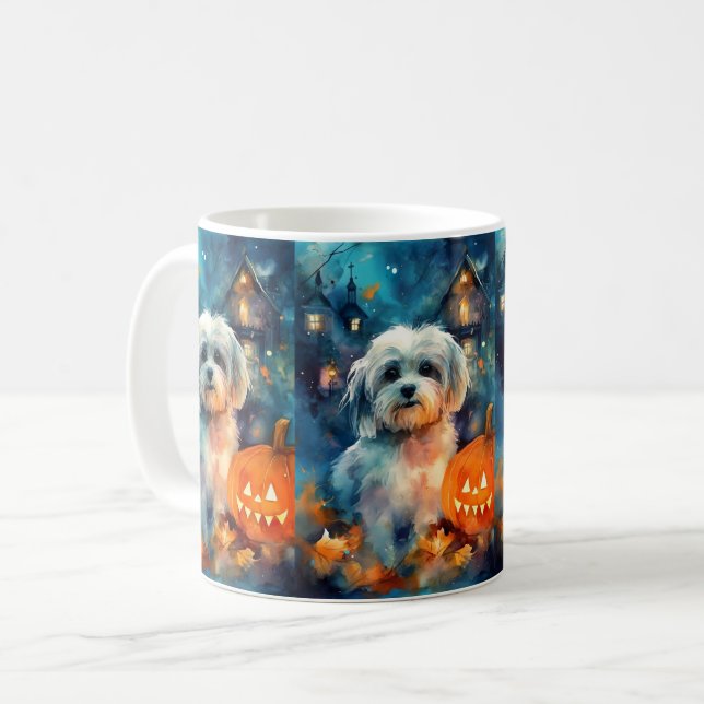 Taza De Café Halloween Havanese con calabazas aterradoras (Anverso izquierdo)