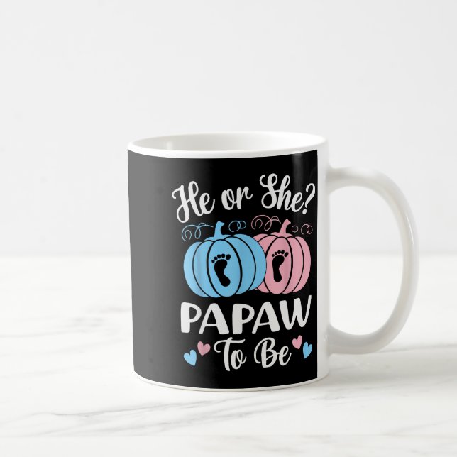 Taza De Café Halloween He Or She Papaw To Be Pumpkin Gender Rev (Derecha)