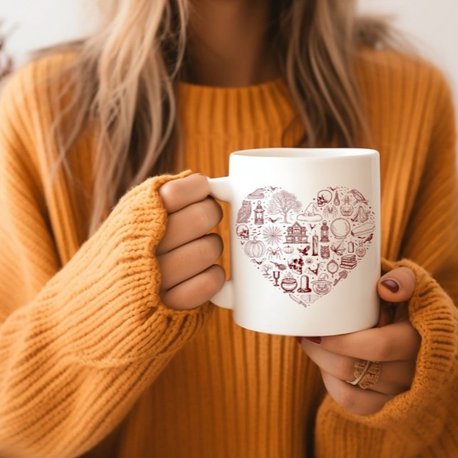 Taza De Café Halloween Heart Red Spooky Doodles Halloween Mug (Subido por el creador)