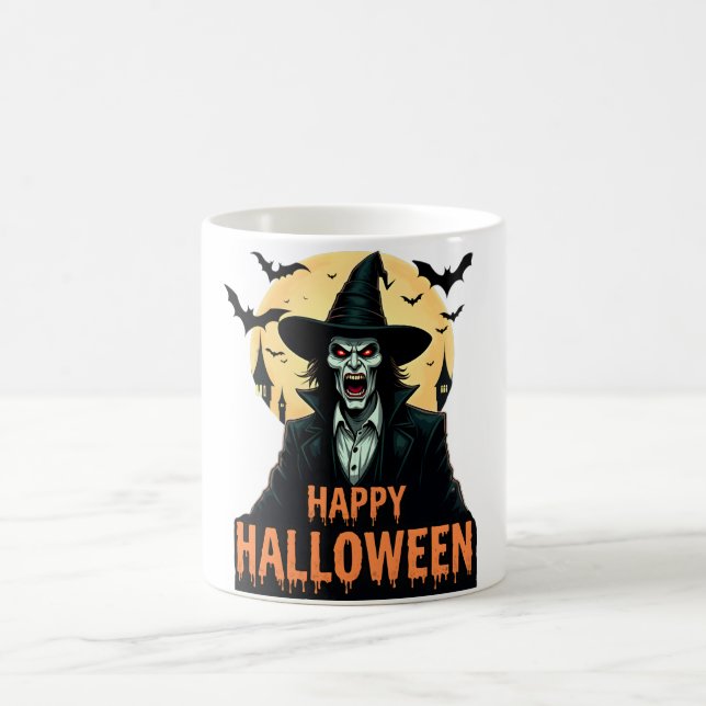 Taza De Café Halloween Horror Bruja con ojos rojos (Centro)