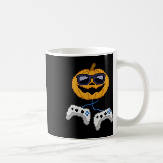 Taza De Café Halloween Jack O Lantern Pixelated Gaming Gamer Bo (Derecha)
