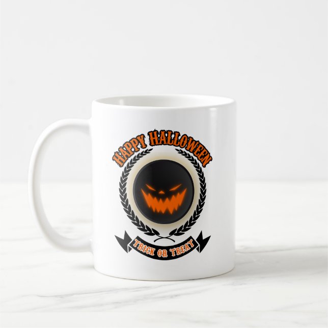 Taza De Café Halloween Malvado Cara de calabaza Noche de fantas (Izquierda)