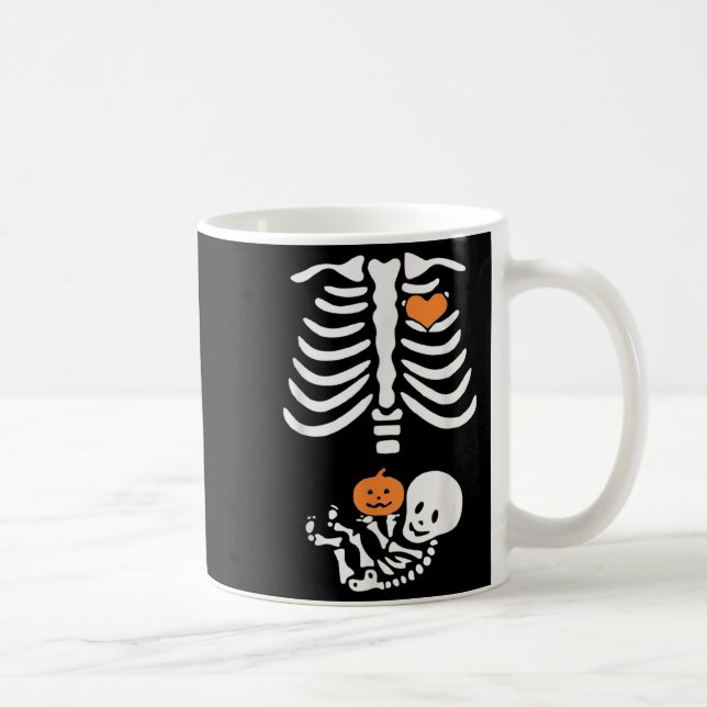 Taza De Café Halloween Maternity Skeleton Baby Heart Pregnancy  (Derecha)