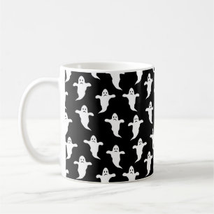Taza De Café Halloween moderno y simple de fantasmas en blanco 