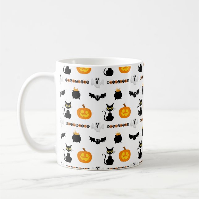 Taza De Café Halloween mugs with a cat theme (Izquierda)