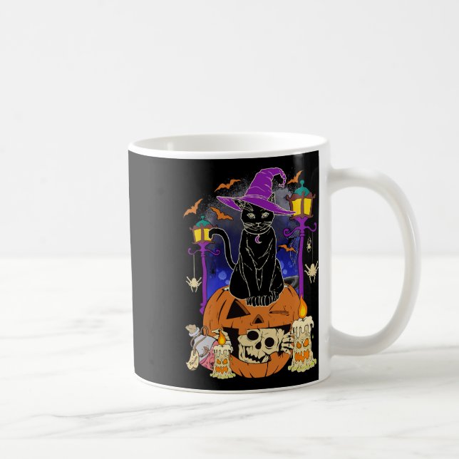 Taza De Café Halloween Mujeres Hombres Niños Halloween Black Ca (Derecha)
