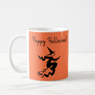 Taza De Café Halloween Naranja Black Witch Mug