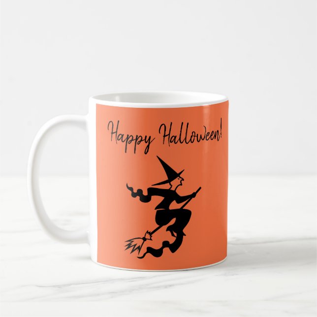 Taza De Café Halloween Naranja Black Witch Mug (Izquierda)