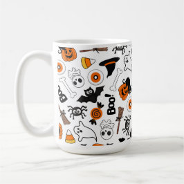 Taza De Café Halloween Naranja y negro fantasmagórico