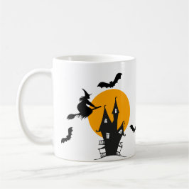 Taza De Café Halloween negro y Naranja de brujas de la casa emb