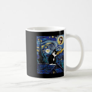 Taza De Café Halloween Noche estrellada Tuxedo Cat Comma La Kam