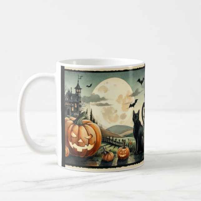Taza De Café Halloween/Otoño/Calabaza/Gato (Izquierda)